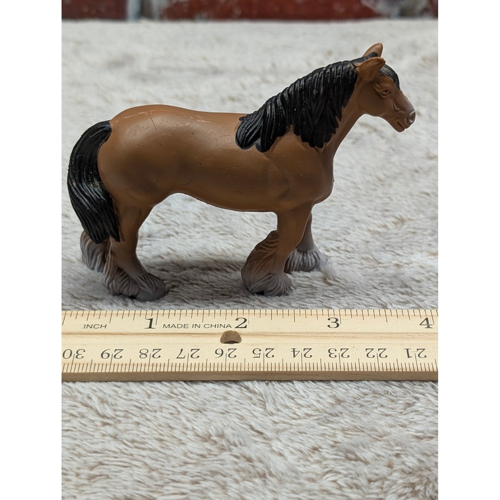 Vintage Funrise 1988 Clydesdale Horse Figurine Brown Draft Stallion Toy 1988-J